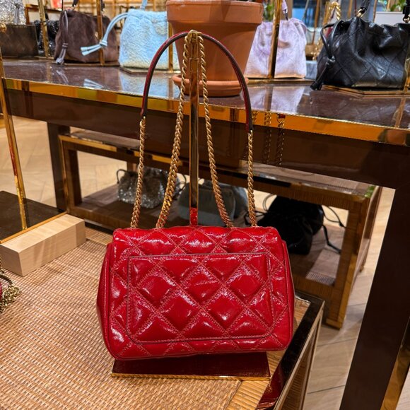 Best Price‼️Tory Burch Willa Small Shoulder Bag 152051 Berry $645 - Picture 4 of 9